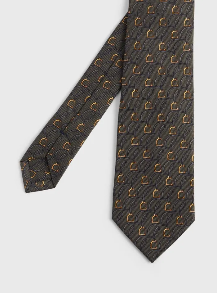 Men Paul Stuart Ties Printed Silk Belts And Bits Tie Olive