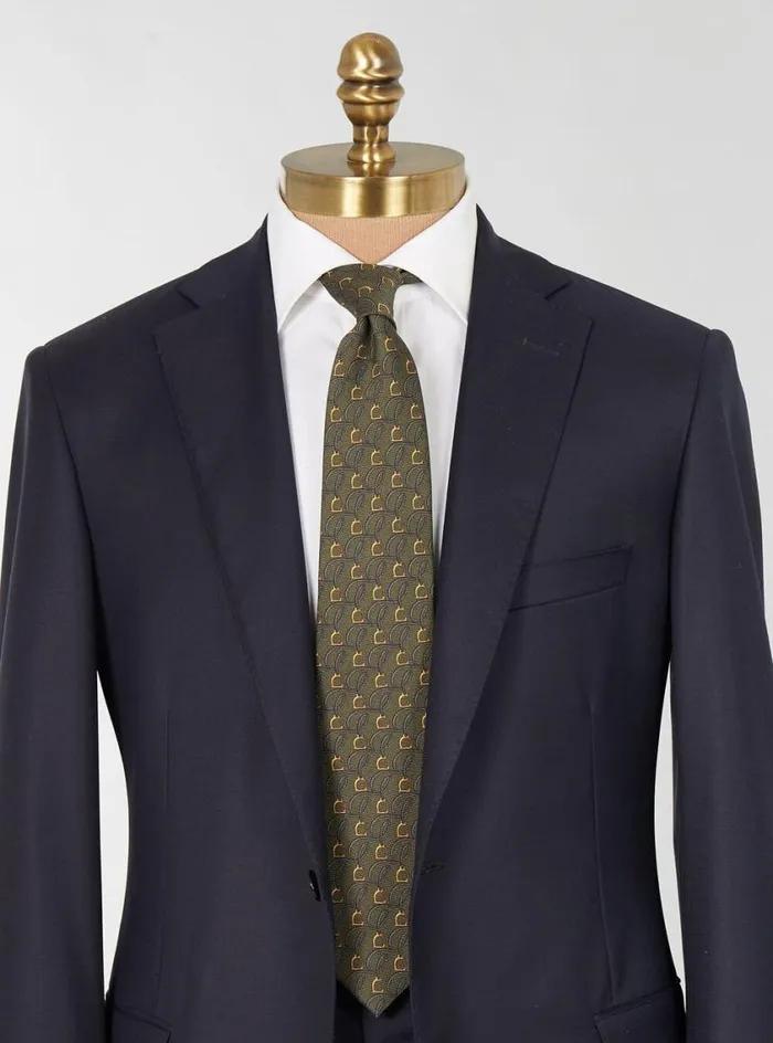 Men Paul Stuart Ties Printed Silk Belts And Bits Tie Olive