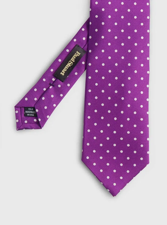 Men Paul Stuart Ties Printed Silk Dot Tie Purple