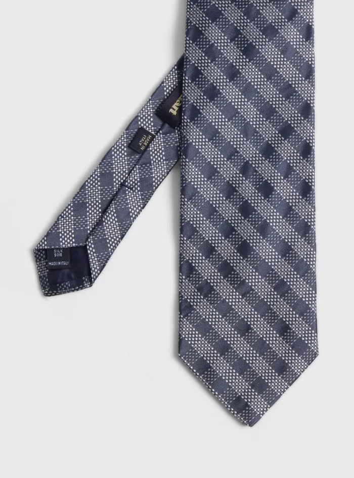 Men Paul Stuart Ties Silk Jacquard Check Tie Silver
