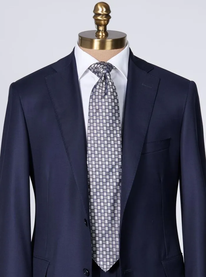 Men Paul Stuart Ties Silk Jacquard Parquet Tie Charcoal