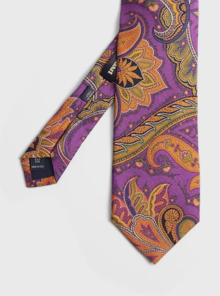 Men Paul Stuart Ties Silk Paisley Print Tie Berry