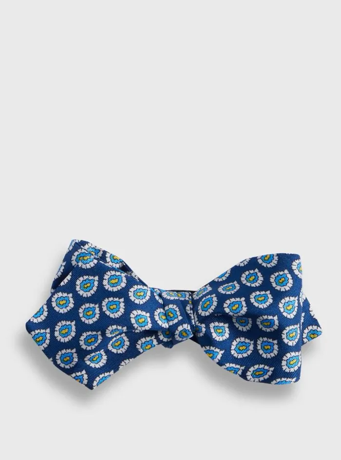 Men Paul Stuart Ties Silk Twill Micro Floral Bow Tie Blue