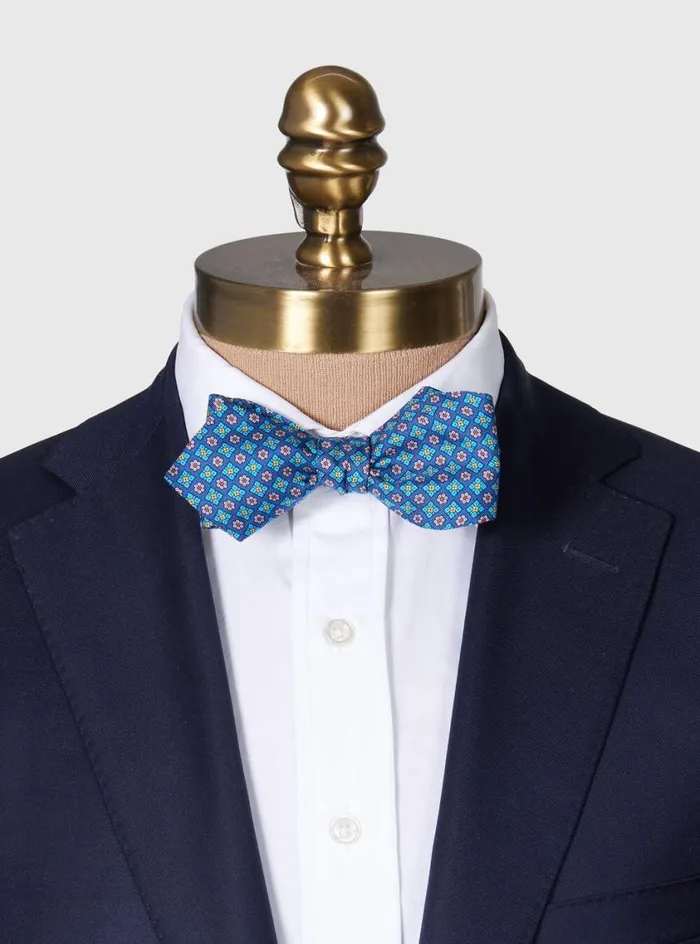Men Paul Stuart Ties Silk Twill Micro Floral Bow Tie Blue