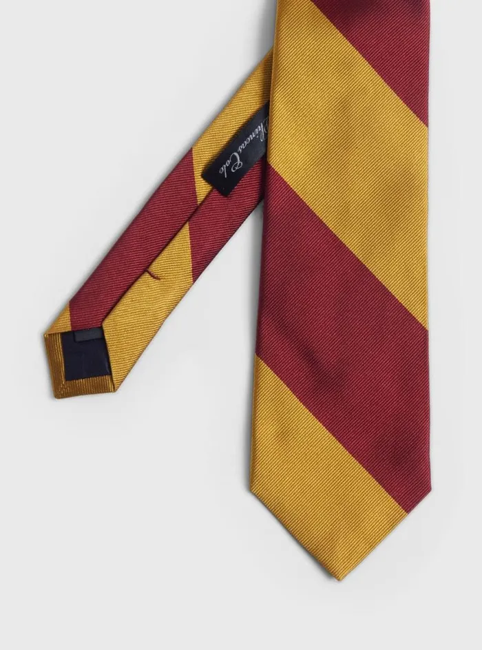Men Paul Stuart Ties TwoTone Woven Silk Striped Tie Browngold