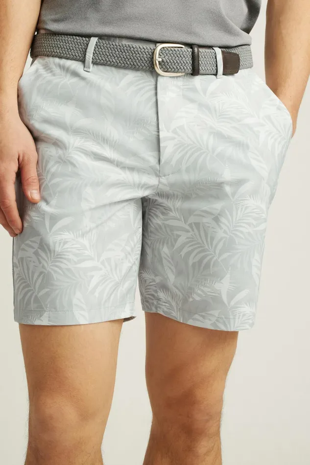 Men Performance Link Shorts Breezy Leaves Grey Print Bonobos Casual Shorts