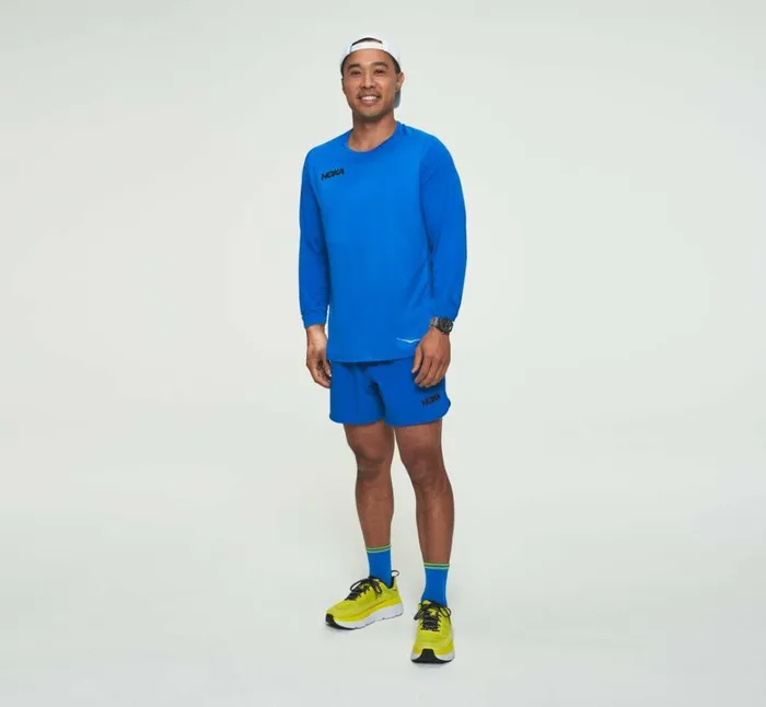 Men Performance Long Sleeve Imperial Blue HOKA ONE ONE Tops