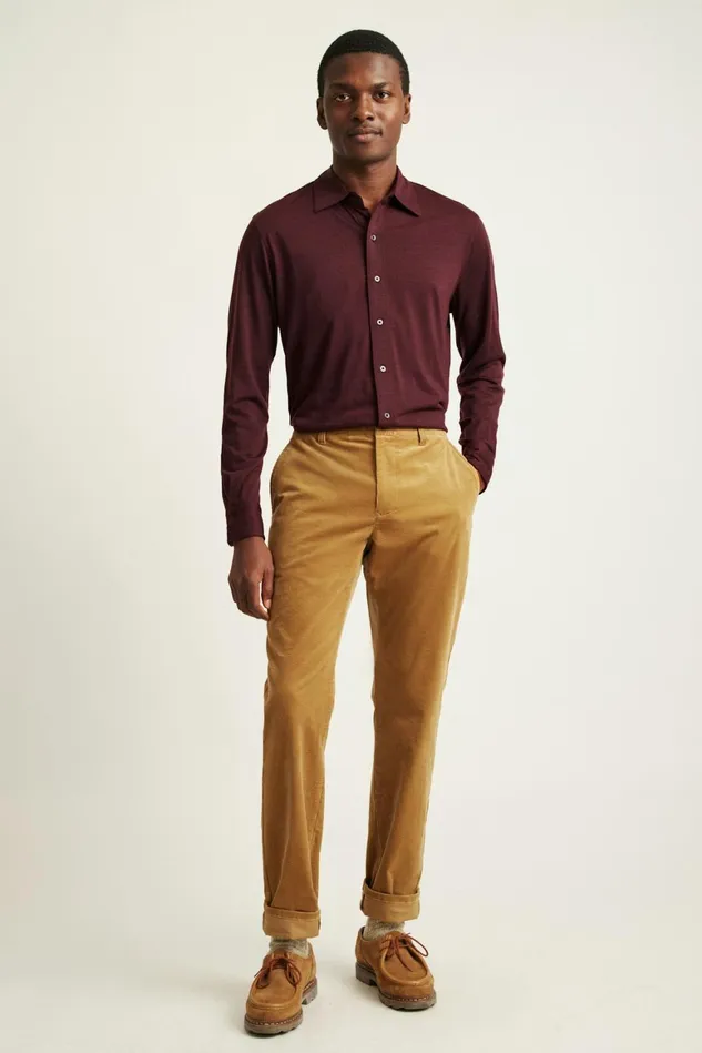 Men Performance Merino Shirt Dark Burgundy Heather Bonobos Casual Shirts