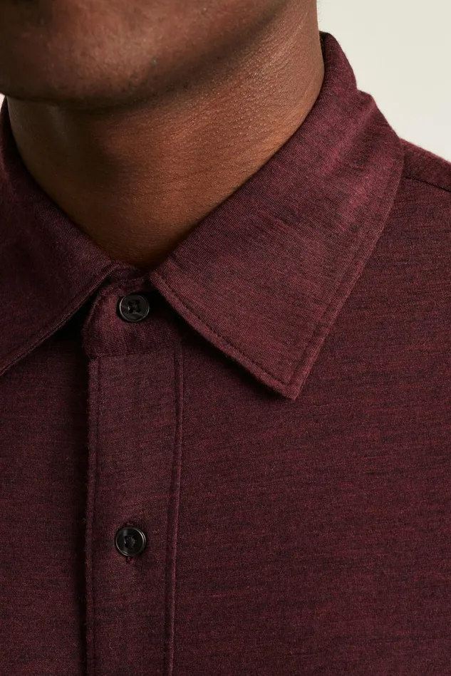 Men Performance Merino Shirt Dark Burgundy Heather Bonobos Casual Shirts