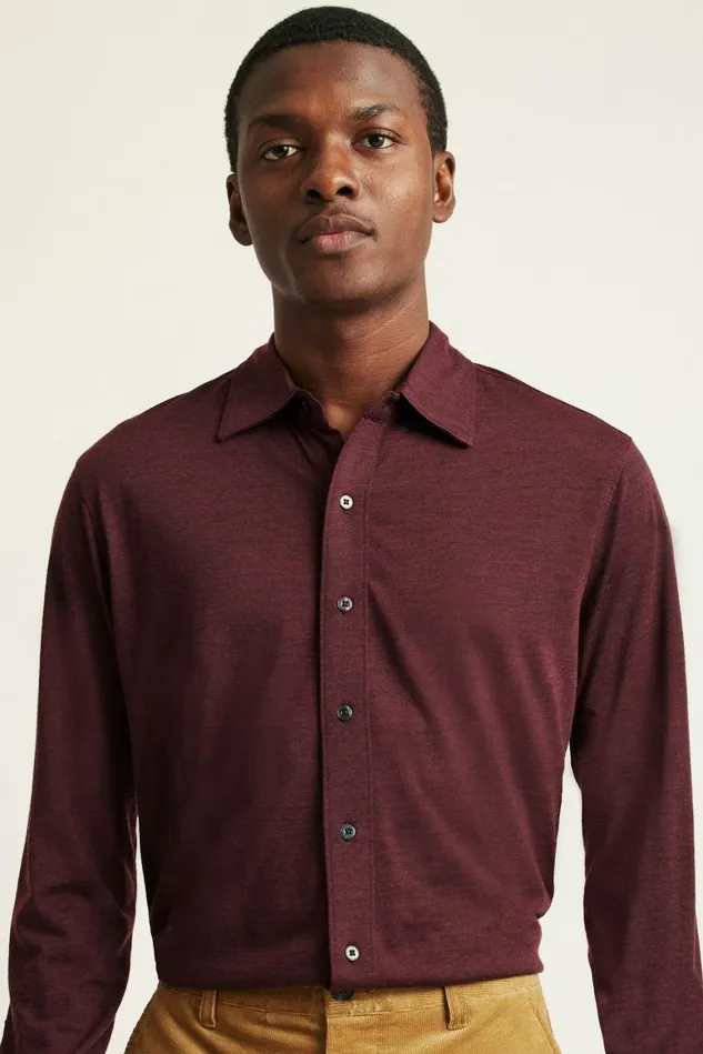 Men Performance Merino Shirt Dark Burgundy Heather Bonobos Casual Shirts