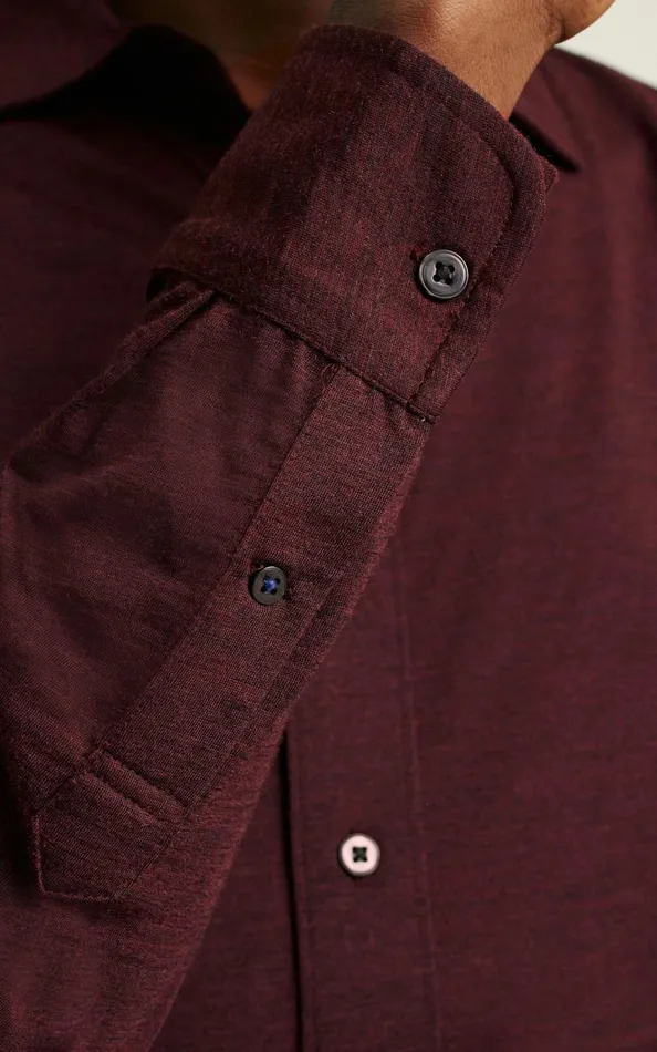 Men Performance Merino Shirt Dark Burgundy Heather Bonobos Casual Shirts