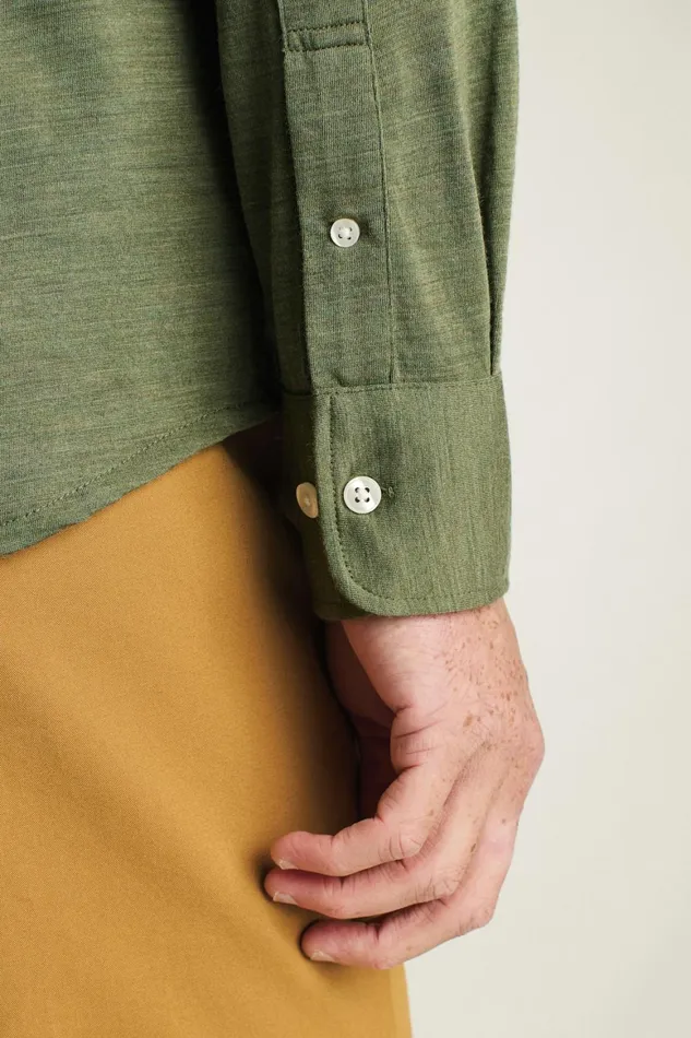 Men Performance Merino Shirt Heather Olive Green Bonobos Casual Shirts