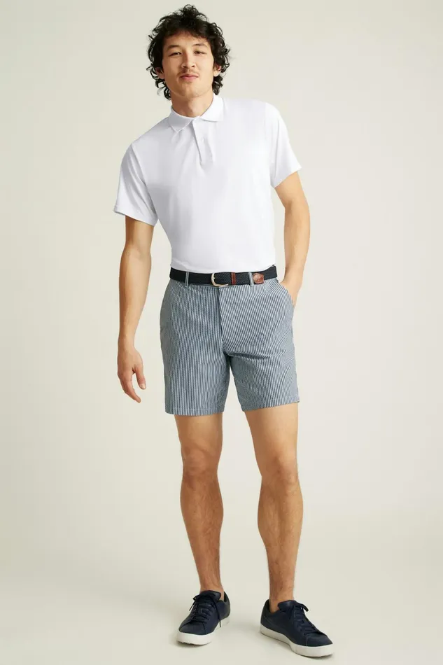 Men Performance Seersucker Golf Short Bluesy Stripe Bonobos Golf Shorts