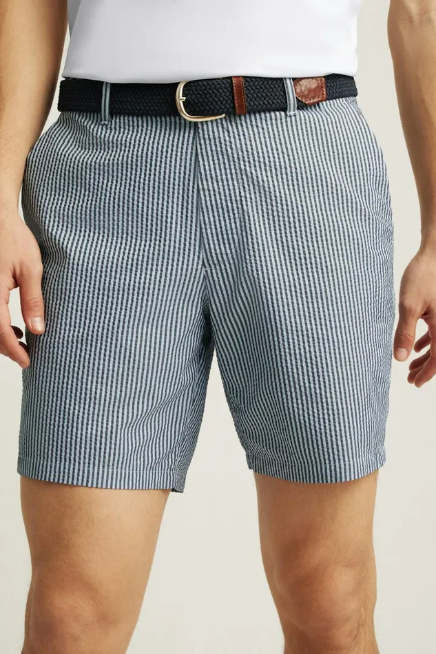Men Performance Seersucker Golf Short Bluesy Stripe Bonobos Golf Shorts