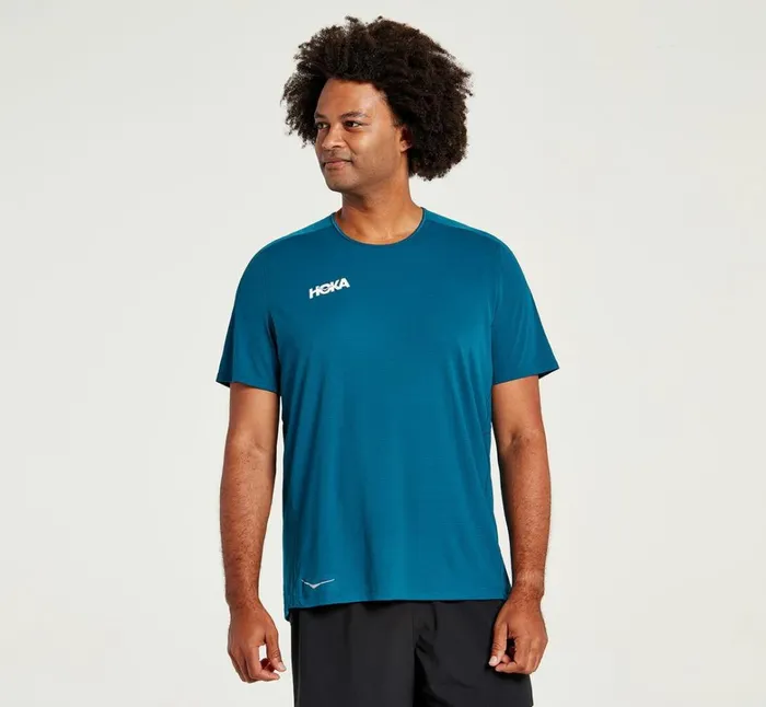 Men Performance Short Sleeve Moroccan Blue HOKA ONE ONE Tops