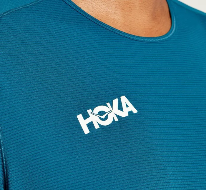 Men Performance Short Sleeve Moroccan Blue HOKA ONE ONE Tops