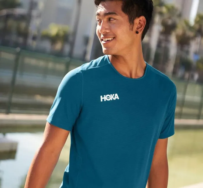 Men Performance Short Sleeve Moroccan Blue HOKA ONE ONE Tops