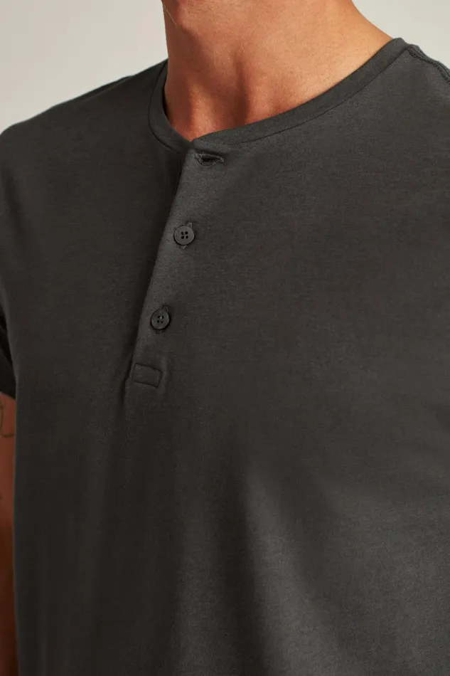 Men Pima Performance Short Sleeve Henley Grey Bonobos Henleys