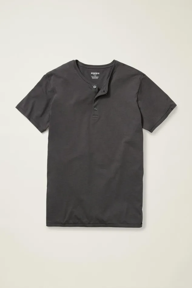Men Pima Performance Short Sleeve Henley Grey Bonobos Henleys