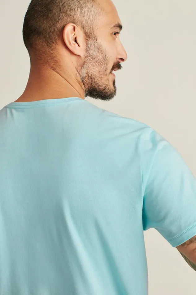 Men Pima Performance Short Sleeve Henley Sky Blue Bonobos Henleys