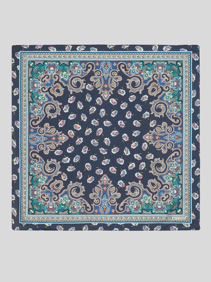 Men Pocket Square With Paisley Border Etro Ties And Pocket Squares