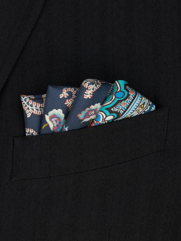 Men Pocket Square With Paisley Border Etro Ties And Pocket Squares