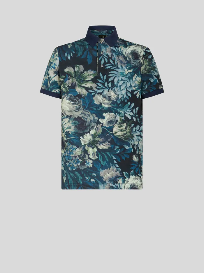 Men Polo Shirt With Floral Print Etro Polo Shirts