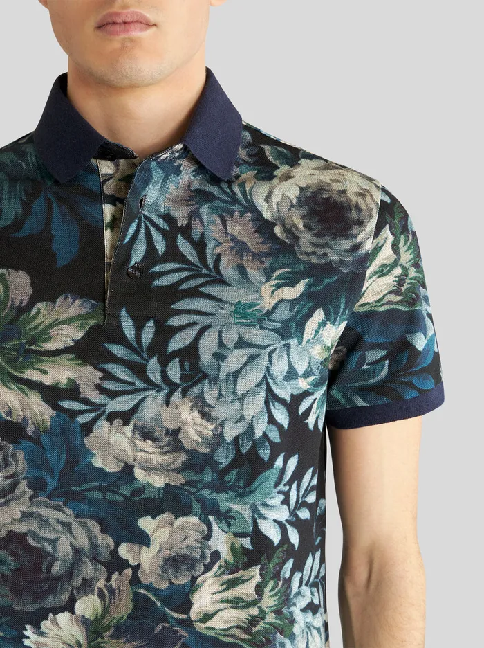 Men Polo Shirt With Floral Print Etro Polo Shirts