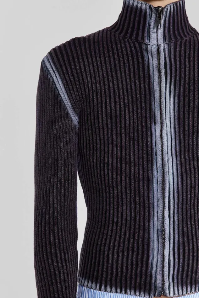 Men Purple Acid Lucid Knit Track Top Jaded London Knitwear