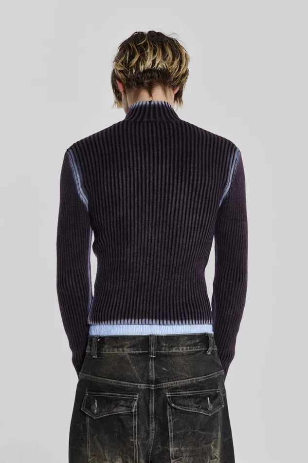 Men Purple Acid Lucid Knit Track Top Jaded London Knitwear