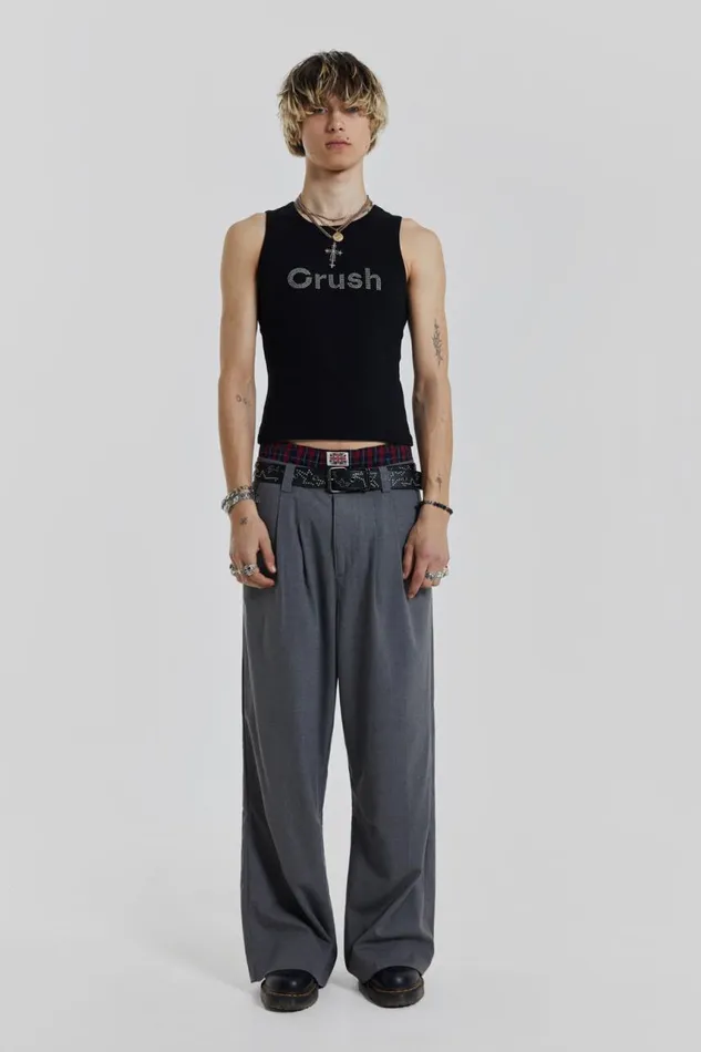 Men Rhinestone Crush Sleeveless Black Vest Jaded London TShirts and Vests
