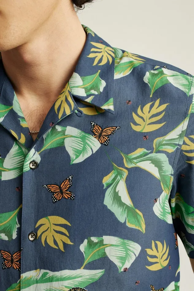 Men Riviera Cabana Shirt Navy Butterfly Garden Bonobos Casual Shirts