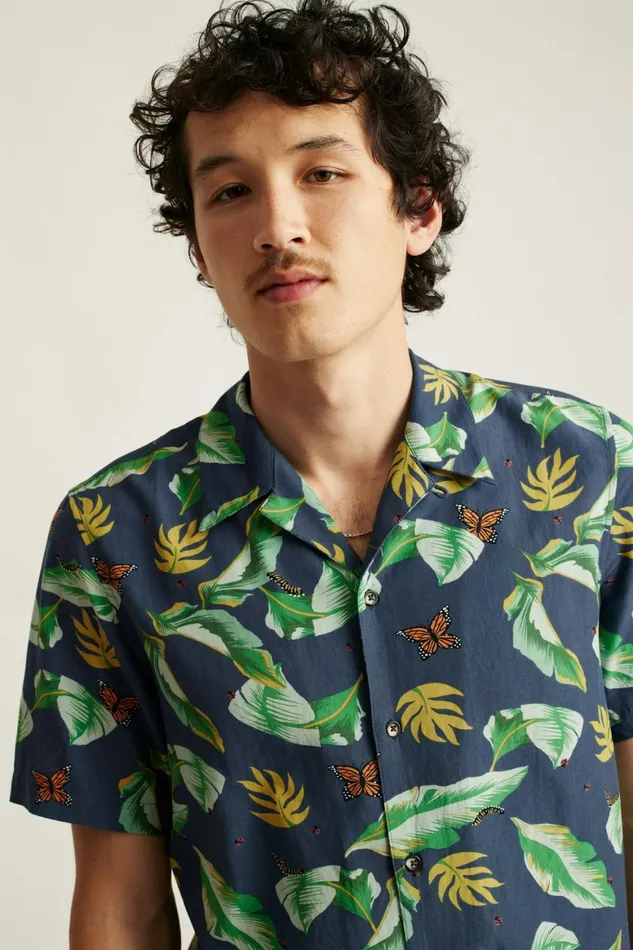 Men Riviera Cabana Shirt Navy Butterfly Garden Bonobos Casual Shirts