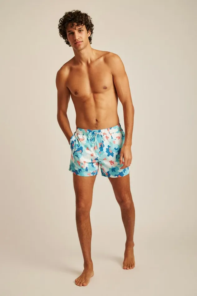 Men Riviera Recycled Swim Trunks Blue Italia Floral Bonobos Swim Trunks
