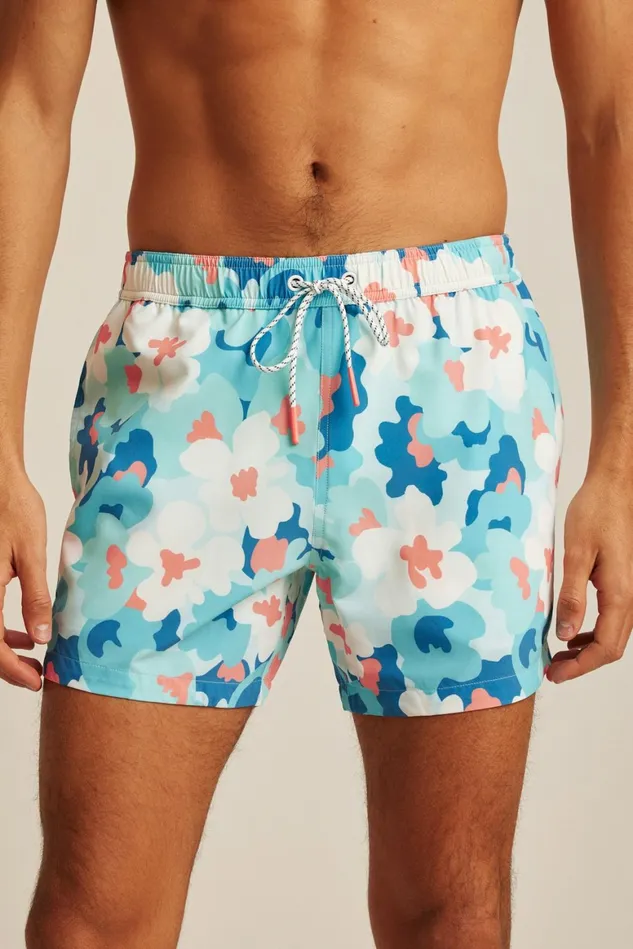 Men Riviera Recycled Swim Trunks Blue Italia Floral Bonobos Swim Trunks