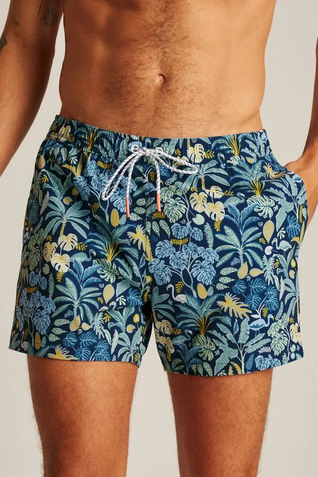 Men Riviera Recycled Swim Trunks Flamingo Jungle Blue Bonobos Swim Trunks