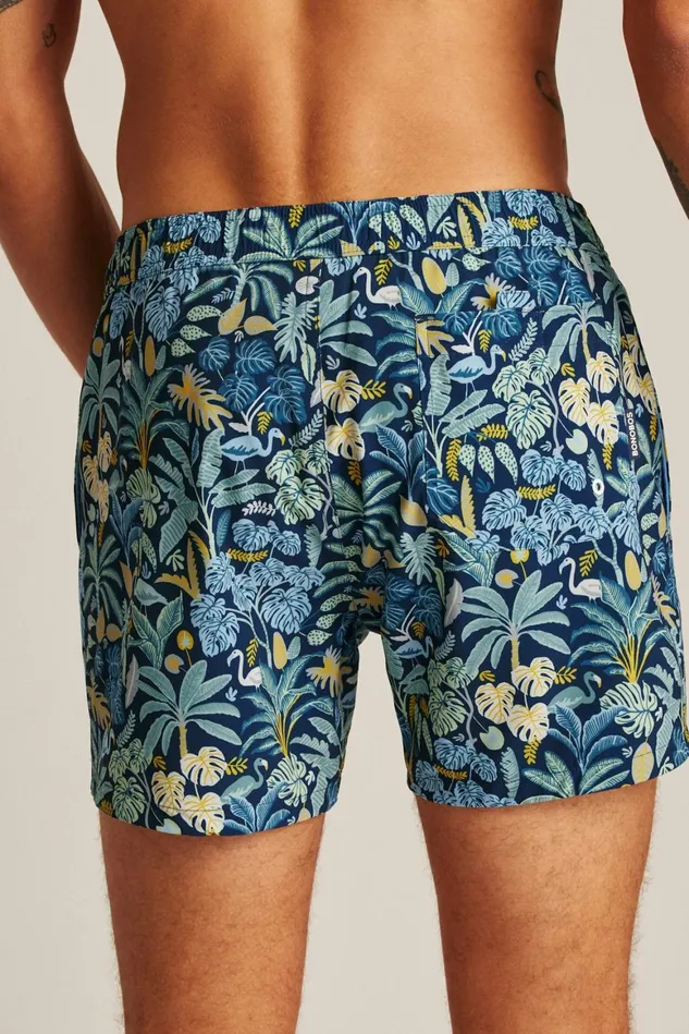 Men Riviera Recycled Swim Trunks Flamingo Jungle Blue Bonobos Swim Trunks