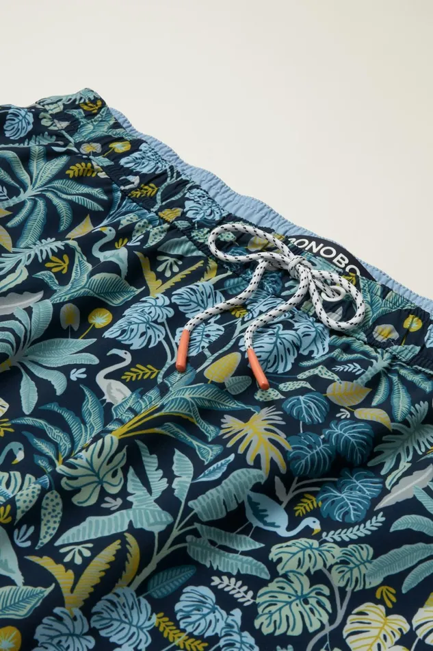 Men Riviera Recycled Swim Trunks Flamingo Jungle Blue Bonobos Swim Trunks