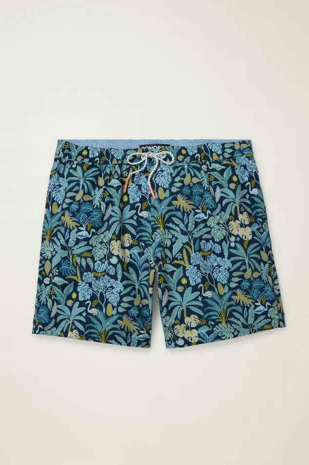 Men Riviera Recycled Swim Trunks Flamingo Jungle Blue Bonobos Swim Trunks