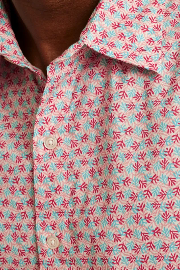 Men Riviera Short Sleeve Shirt Berry Coral Fields Bonobos Casual Shirts