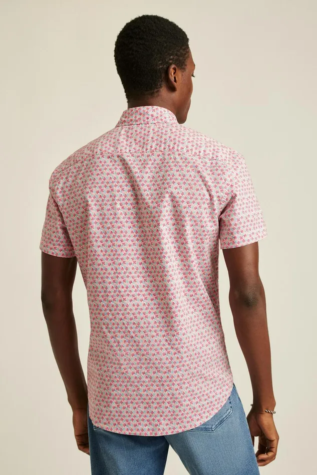 Men Riviera Short Sleeve Shirt Berry Coral Fields Bonobos Casual Shirts