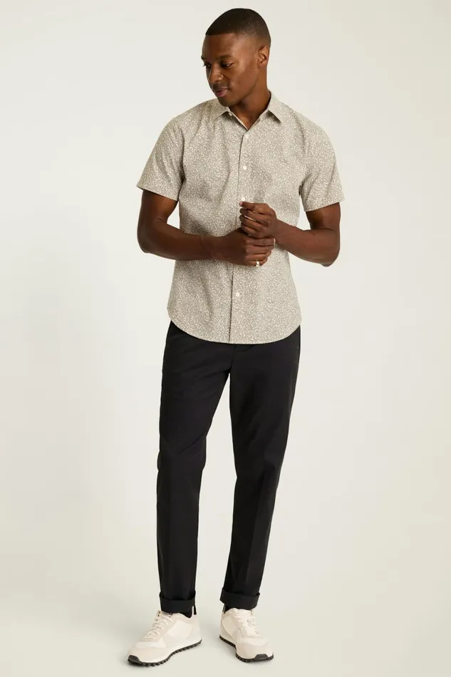 Men Riviera Short Sleeve Shirt Olive Cream Vines Bonobos Casual Shirts