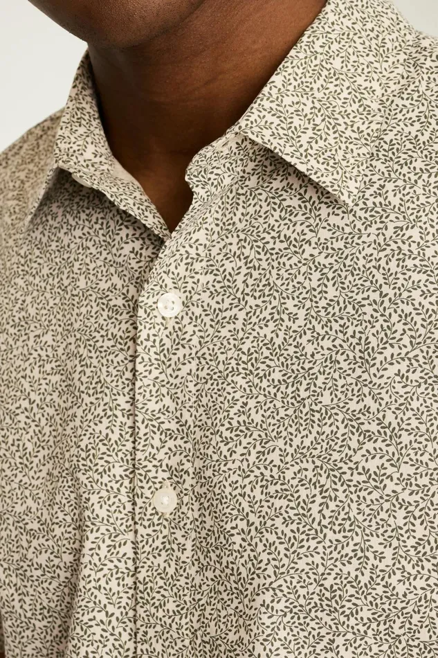 Men Riviera Short Sleeve Shirt Olive Cream Vines Bonobos Casual Shirts