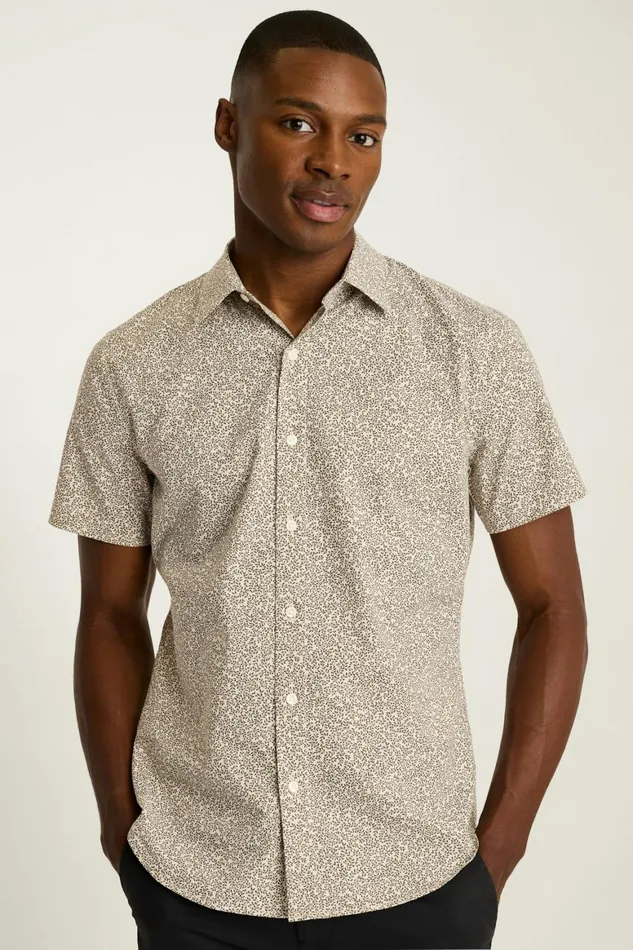 Men Riviera Short Sleeve Shirt Olive Cream Vines Bonobos Casual Shirts