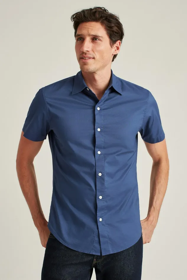 Men Riviera Short Sleeve Shirt Solid Navy Bonobos Casual Shirts