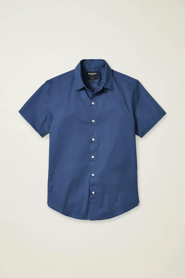 Men Riviera Short Sleeve Shirt Solid Navy Bonobos Casual Shirts