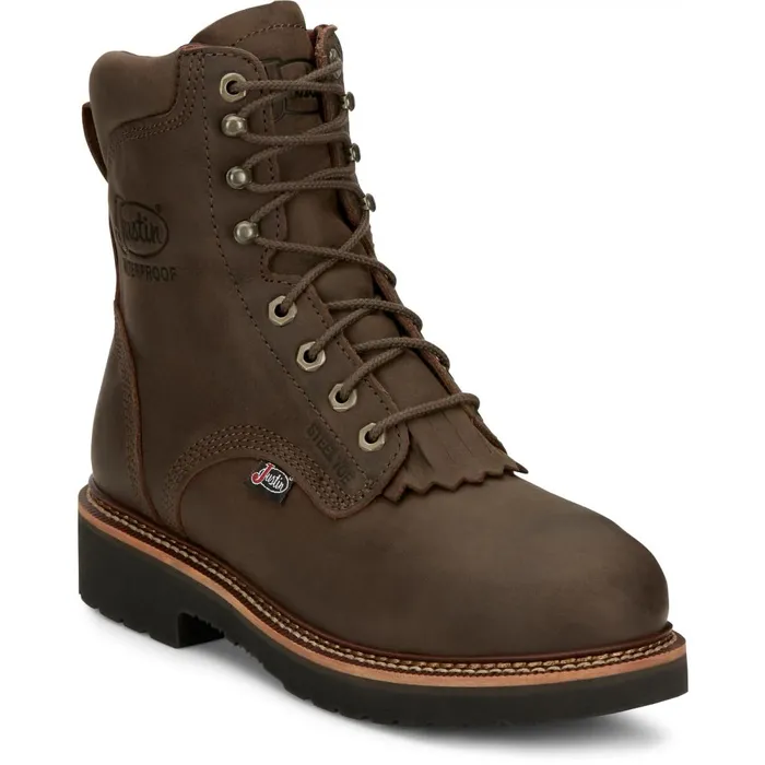 MEN Rivot 8034 Waterproof Steel Toe Hickory Brown Justin Boots Work
