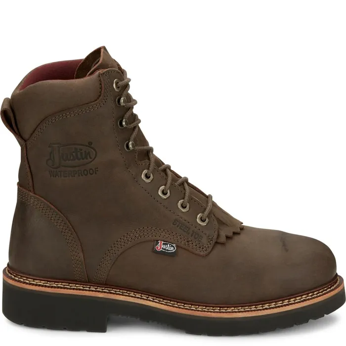 MEN Rivot 8034 Waterproof Steel Toe Hickory Brown Justin Boots Work