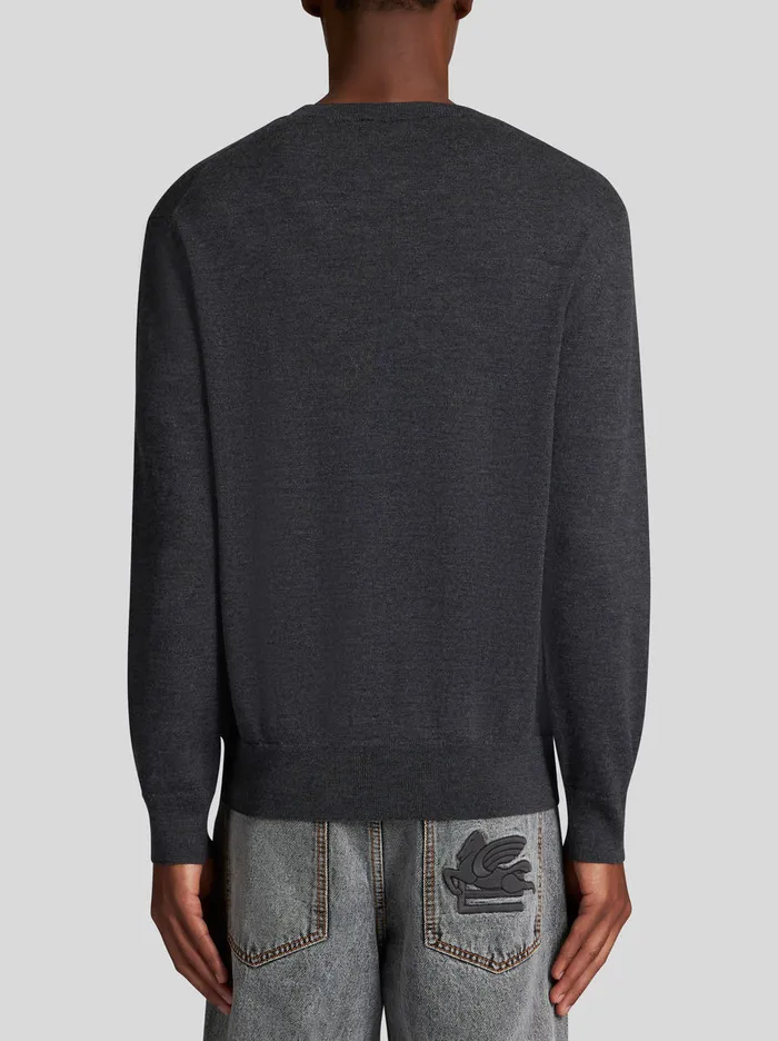 Men Round Neck Wool Jumper Etro Knitwear