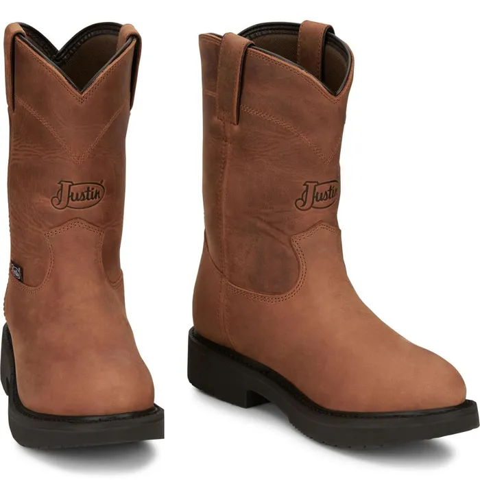 MEN RoundUp 10034 Waterproof Aged Bark Justin Boots Work